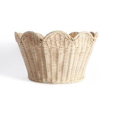 Imagem de Cesta de armazenamento de vime natural tecida à mão, cestas de vime redondas e robustas com alças, organizador multiuso para decoração de casa, escritório e piquenique (sem alça)