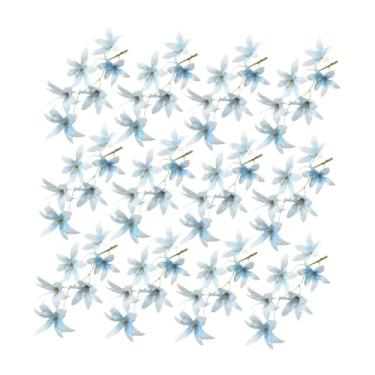 Imagem de Fenteer 12x Flores de seda artificiais de orquídea de 7 polegadas, simulação de flores para arranjo, Azul