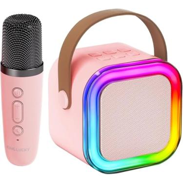 Imagem de Kinglucky Mini Máquina De Karaokê Infantil Com Microfone Sem Fio (5 Vozes Que Mudam), Presente Aniversário Mais Popular Para Meninas 3 A 12 Anos, Portátil, Festa Em Casa, Rosa