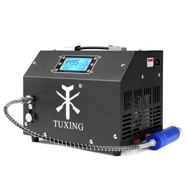 Imagem de TUXING Protable 4500Psi Compressor de Ar,Display LCD atualizado livre de óleo/água,adaptador de alimentação embutido (220V ou 12V bateria de carro),bomba para PCP Aifles Airguns e tanque de paintball