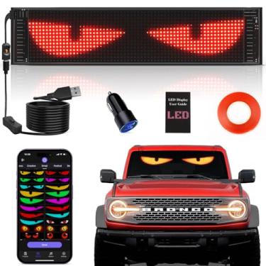 Imagem de Rayhome Atualização Sincroniza Vários Olhos De Diabo Luz Para Carro, 15'' X 4'' Tela Flexível Colorida Grande Olho Para Para-Brisa, Display Led Programável Para Carro, Sinal De Luz Led De Rolagem Pa