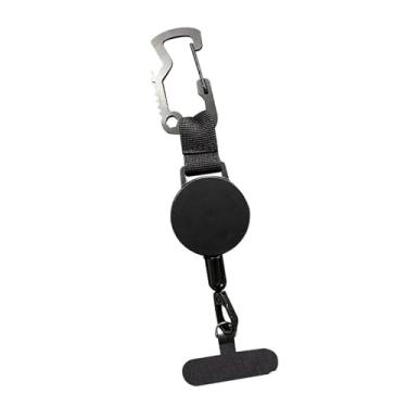 Imagem de simhoa Chaveiro retrátil com amarração universal para celular e mosquetão multiferramentas, suporte para celular, chaveiro para ciclismo e escalada
