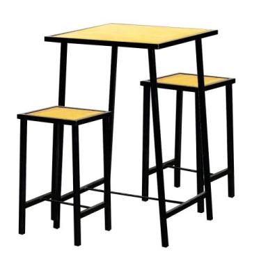 Imagem de Conjunto Mesa Bar Bistrô Madeira Industrial Natural Com 2 Bancos - Don