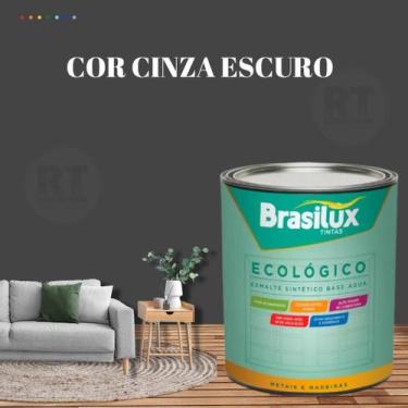 Imagem de Esmalte Sintético Brasilux Base Água Ecologico Cor Cinza 800ML Brilhan