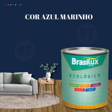 Imagem de Esmalte Sintético Brasilux Base Água Ecologico Cor Azul 800ML Brilhant