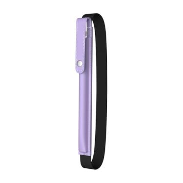Imagem de MoKo Porta-lápis para Apple Pencil Pro, 1ª/2ª geração, USB-C, bolsa de couro PU para iPad com fivela e faixa elástica anexada à capa do iPad, roxo taro