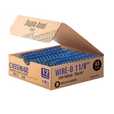 Imagem de Wire-o Para Encadernação A5 1 1/8 2x1 Para 250fls Azul 12un - Cassmar 
