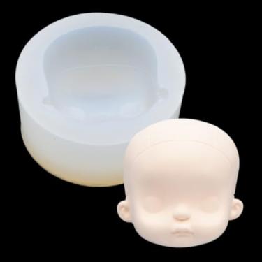 Imagem de Molde de silicone para rosto de boneca, rosto humano, molde de silicone 3D, cabeça de boneca, molde de argila de polímero em miniatura para boneca BJD DIY (estilo)