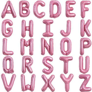 Imagem de Letter Balloons TONIFUL de 16 polegadas rosa claro A-Z, conjunto de 52