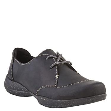 Imagem de Clarks Roseville Rio Oxford feminino, Couro preto, 6 Wide