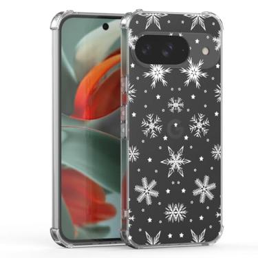 Imagem de Capa fofa para Google Pixel 9 com estampa de flocos de neve para crianças e meninas, capa protetora à prova de choque com pintura protetora à prova de choque para Pixel 9