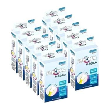 Imagem de Kit 10 Esponjas Mágicas Original de Melamina Multiuso para Limpeza Poderosa Tira Manchas Gorduras Sujeiras Rabiscos e Limpa Tenis Parede Sapato