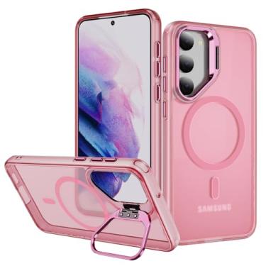 Imagem de Meifei Capa para Samsung Galaxy S24, compatível com Magsafe capa de telefone com suporte, capa protetora à prova de choque para Galaxy S24 2024 (SM-S921U, SM-S921U1) 6,2 polegadas (rosa)