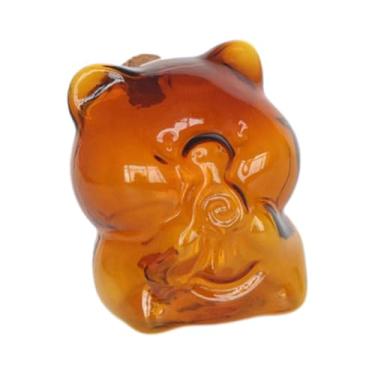 Imagem de Generic Cofrinho de vidro transparente para decoração de casa, pote para guardar porcos, cofrinho de vidro para entrada, sala de estar, mesa, bar, Marrom