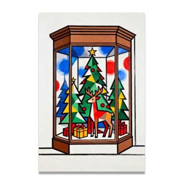 Imagem de LKXGRRSFG Who Is TrappedImpressionist-Inspired Christmas Canvas Art, Decoração de parede quente para férias com pinceladas suaves para casa 20 x 30 cm sem moldura