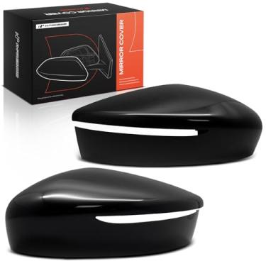 Imagem de A-Premium 2 peças de tampas de espelho retrovisor do lado do motorista e do passageiro - Compatível com Nissan Versa 2015-2017, Versa Note 2015-2019 - Preto liso, com furo de seta