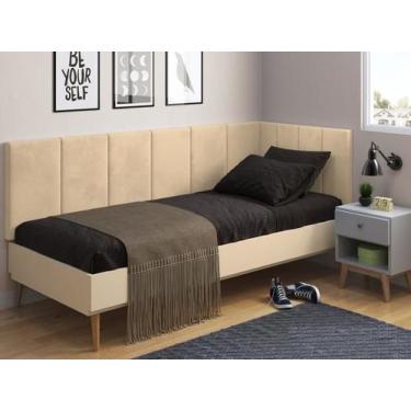 Imagem de Cabeceira em L para Cama Box Solteiro Proteção Lateral Estofada - Vári