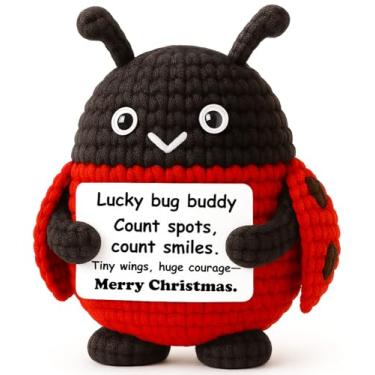 Imagem de WEYON Best Friend Mini Crochet Ladybug Plush with Story Card, Handmade 8–10cm, Lucky Bug, Stocking Stuffer, Kawaii Desk Decor, Sister Keepsake
