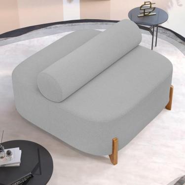 Imagem de Sofá Ilha Orgânico Living Closet Evo 125cm 02 Lugares Bouclê Cinza Claro - Desk Design Cinza Claro