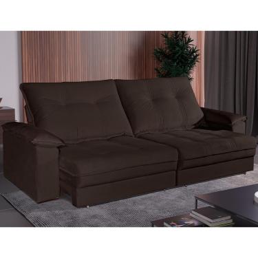 Imagem de Sofá Retrátil E Reclinável 2 Lugares 2,90m Veludo Veneza Bom Pastor Marrom