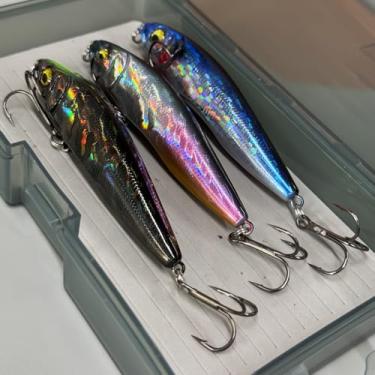 Imagem de 3 peças Proaovao Iscas de pesca para lápis de afundamento 90 mm 18 g para pesca de robalo, água salgada, pesca artificial, rígida, iscas de pesca