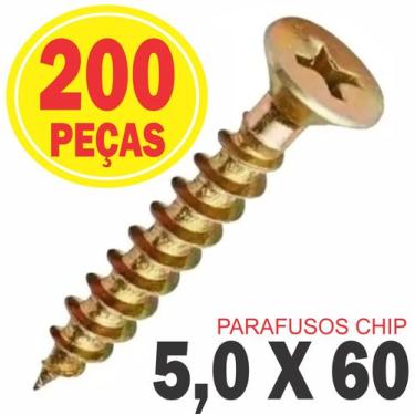 Imagem de Parafuso Chipboard Philips P/ Madeira 5.0 X 60 Kit 200 Peças - Belenus
