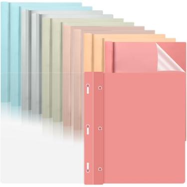 Imagem de 12 peças de plástico retrô capas de relatório com 3 garras transparentes frontais pastas de apresentação 3 pastas de pinos para retomar portfólio documento relatório carta proposta escola sala de aula