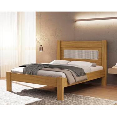 Imagem de Cama De Casal Tradicional Clara Com Cabeceira em Rattan (Nature)