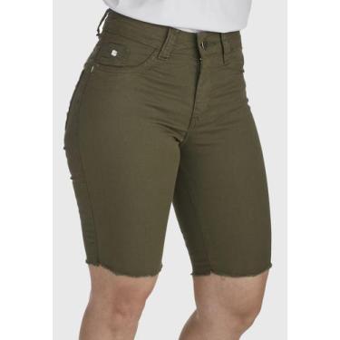 Imagem de Bermuda Jeans HNO Jeans Hot Pants Comfort Plus, 36, Verde escuro