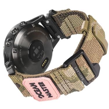 Imagem de Pulseira tática de nylon militar de 22 mm compatível com Garmin FASCGnix 7 Pro/7/7 Solar/6/6 Solar/6 Pro, Approach S60/S62/S70 47 mm, Forerunner 945/745/955/965/970, Quatix 7/6/5/8 47 mm, Instinct 3/2