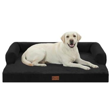Imagem de Casa Paw Camas ortopédicas para cães extragrande, à prova d'água, espuma para ovos, GG, com laterais de 114 x 89 cm, sofá-camas para cães grandes com capa lavável removível e parte inferior