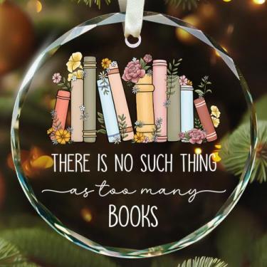 Imagem de Enfeite de vidro suspenso TEEBIM Book Lovers 8cm Christmas