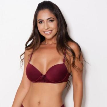 Imagem de Sutiã Básico com Bojo e Arco em Microfibra Cor:VinhoTamanho:GG - Kit M