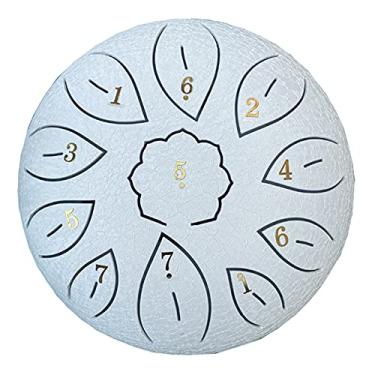Imagem de Vilihkc Tambor de língua de aço, 11 notas, 15 cm de diâmetro, tipo lótus, tambor de cura, tambor de percussão, instrumento de aço, tambor de mão C-Key