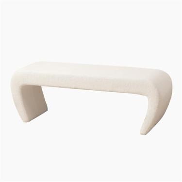 Imagem de Armários para sapatos com prateleiras para sapatos Banco de entrada para troca sapato, banco branco puro simples para doméstico, sala estar, sofá lã cordeiro(60cm)