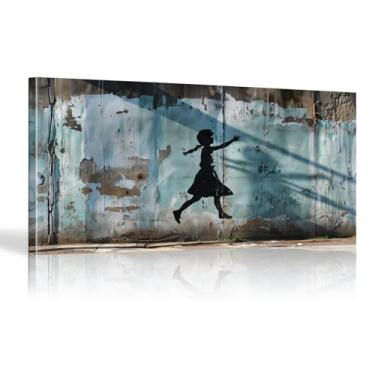 Imagem de 1 peça Banksy Graffiti Wall Art Love Canvas Prints on Girls Canvas Poster Drawing Pictures Bedroom Home Decoration Modern - (25x50cm)10x20 polegadas sem moldura