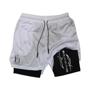 Imagem de Shorts De Compressão Masculinos 2 Em 1 Para Corrida E Treino Com Bolso