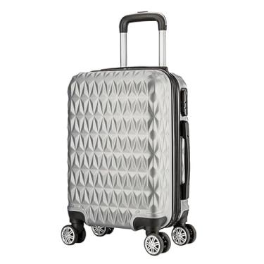Imagem de Mala de Viagem Bordo 10kg ABS com Zíper Expansível, Rodinhas 360°, Mala de Mão Padrão ANAC(PRATA)