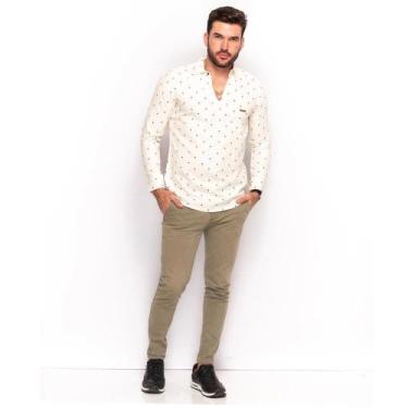 Imagem de Bata Teodoro Masculina Manga Longa Festa Conforto, Creme, G