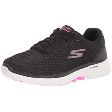 Imagem de Tênis Go Walk 6 - Iconic Vision, Skechers, Feminino, Preto / Rosa Choque, 35
