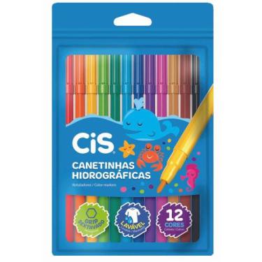 Imagem de Canetinha Hidrografica Tinta Lavável 12 Cores CiS