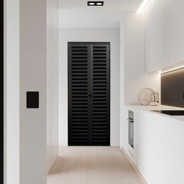 Imagem de Porta Camarão Palheta Alumínio 70 X 210cm Preto Hale Abertura Esquerda