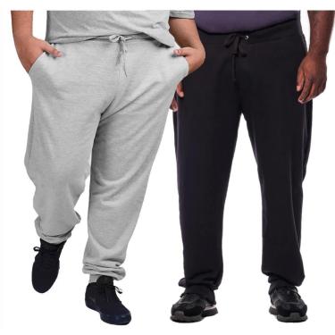 Imagem de Kit 2 Calças Moletom Grande Plus Size G1 Até G5 Básica Com Bolsos-Masculino