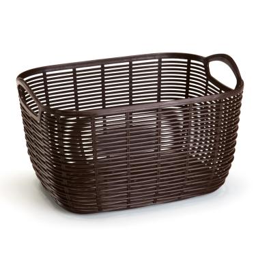 Imagem de Cesto Organizador de Plástico Vime Médio Marrom 21x29,4x17cm