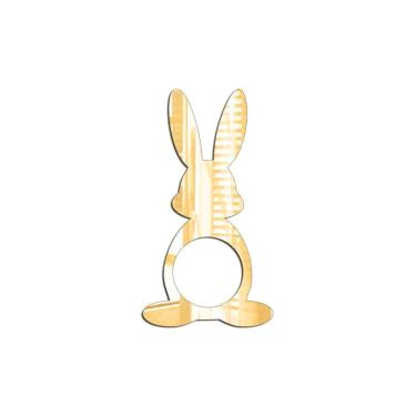 Imagem de Porta Guardanapo Coelho Frente Espelhado Kit 4 Peças 5,5cmx10cm - Cria Arte Laser Dourado