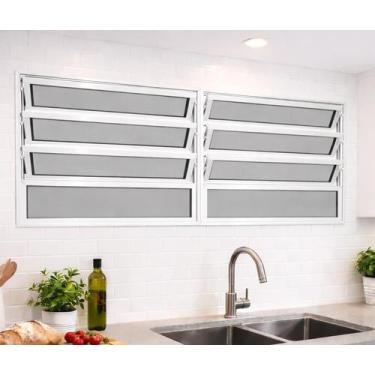 Imagem de Vitro Basculante 2 Seções Alumínio Branco 80X120 Linha 25 Brecorimo