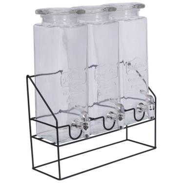 Imagem de Kit 3 Suqueiras Refresqueiras 2,2L cada com Suporte e Torneira para Água, Suco e Drinks