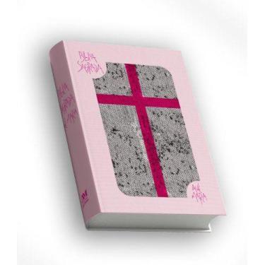 Imagem de Bíblia Sagrada Ave-Maria - Católica - Capa Dura Rosa Lantejoula - Ave 