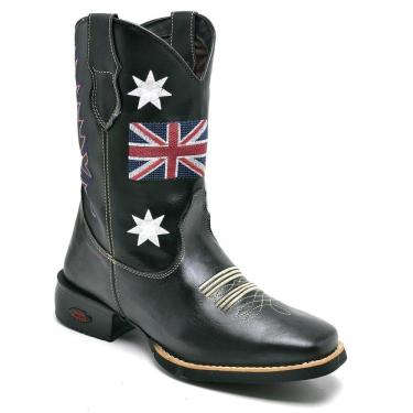 Imagem de Bota Texana Masculina Couro Cano Alto Bordado Country