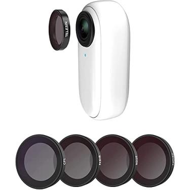 Imagem de TELESIN Pacote com 4 filtros de lente ND8 ND16 ND32 CPL para câmera Insta 360 Go2, densidade neutra e kit de filtro de lente polarizadora acessórios protetores de lente de câmera de ação